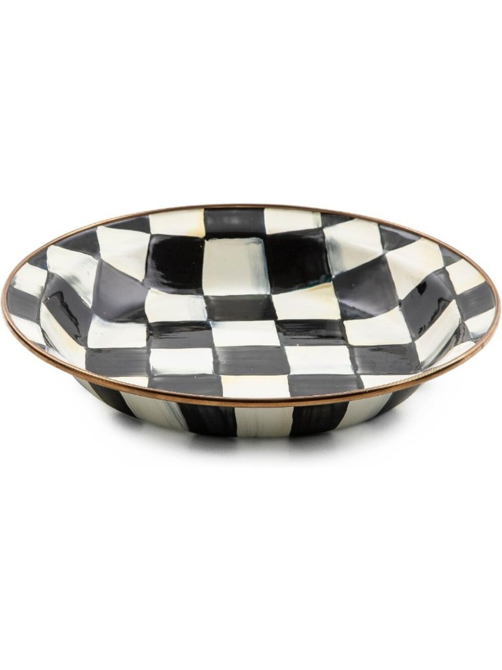 Chic Black-and-White Enamel Pie Plate | Stylish Courtly Check Design, Kitchen